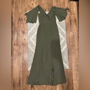 White by Vera Wang Swag Sleeve Green‎ Gown Wedding Bridesmaid
